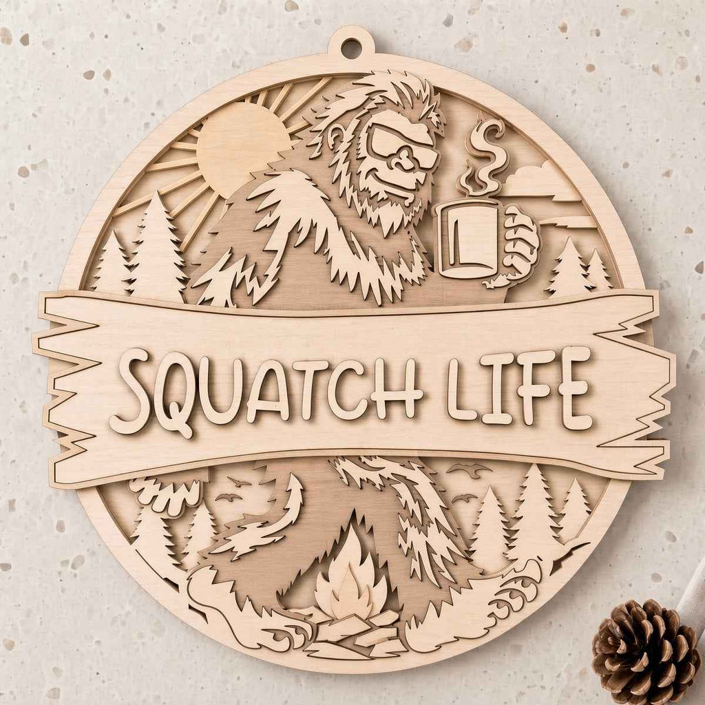 Unfinished "Squatch Life" DIY Wood Project Hanger