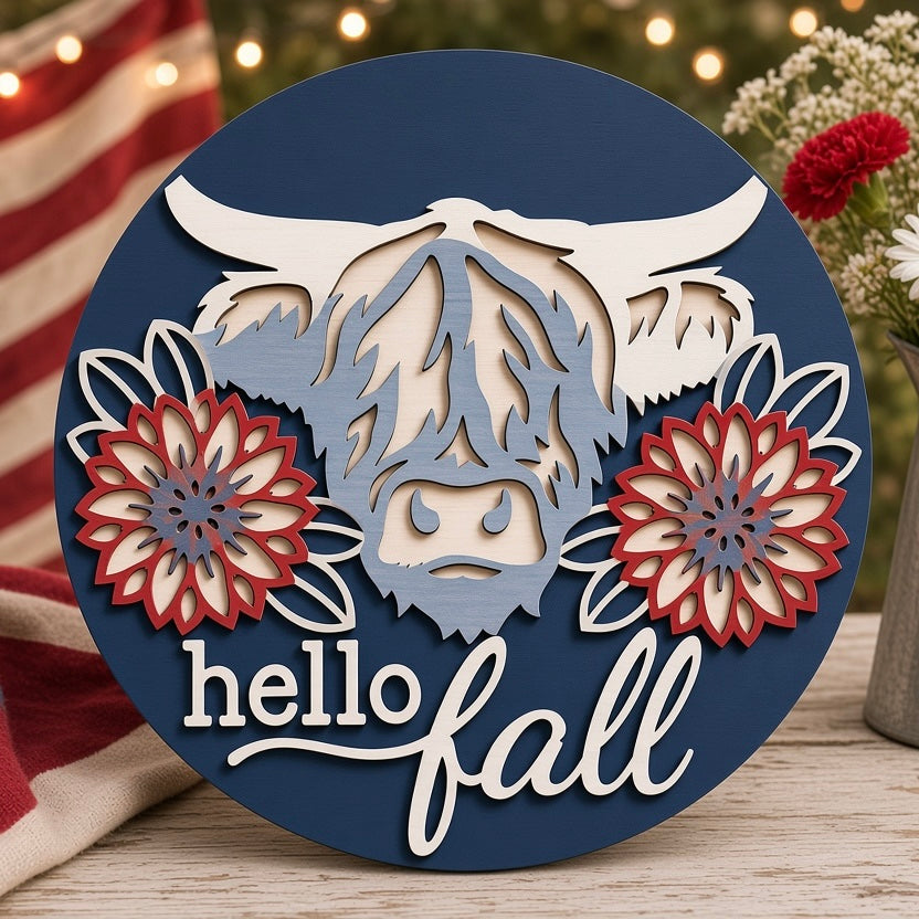 Unfinished Multi-Layer Highland Cow DIY Wood Craft Project – Premium 12" Round
