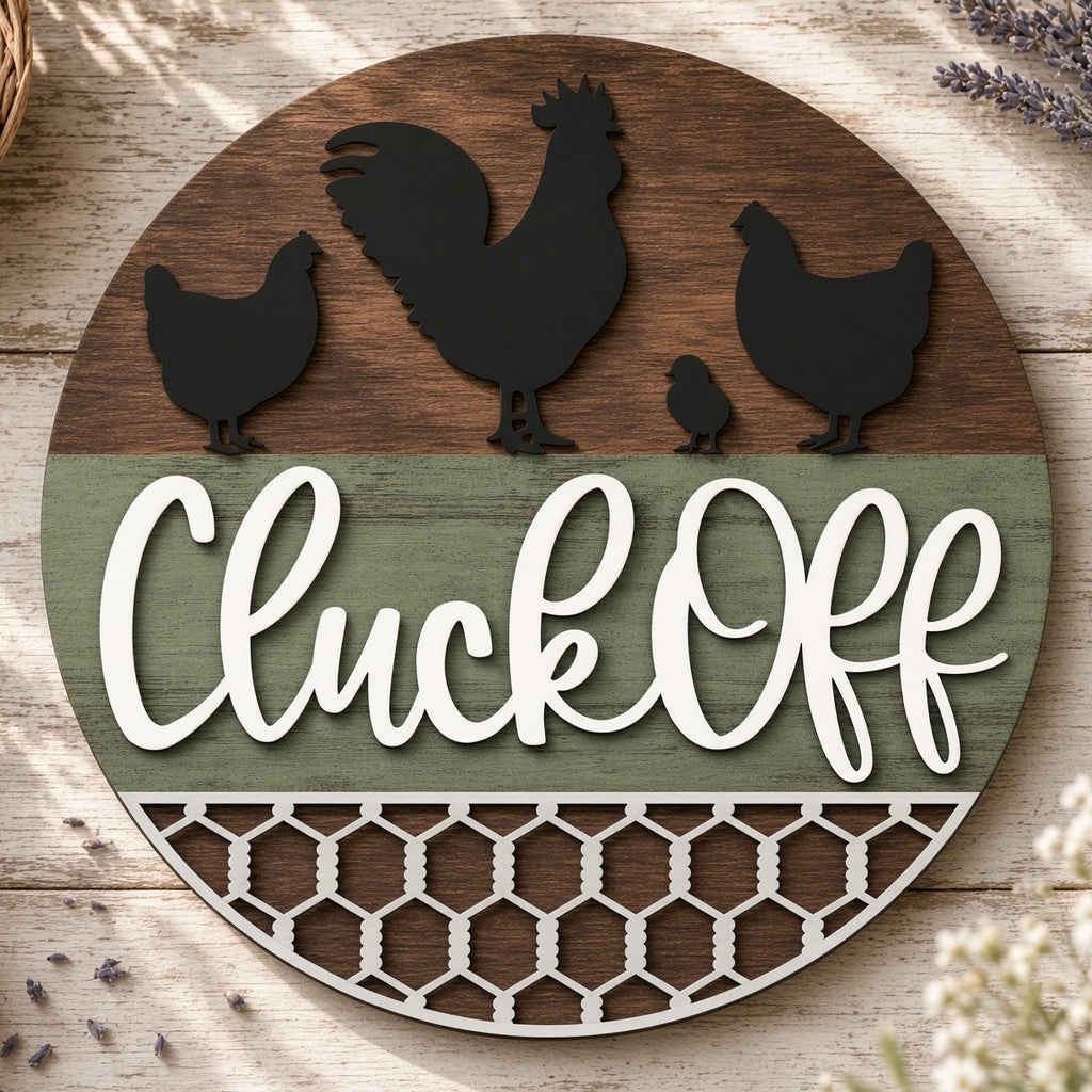 Unfinished Cheeky Chickens "Cluck Off" DIY Wood Project Hanger