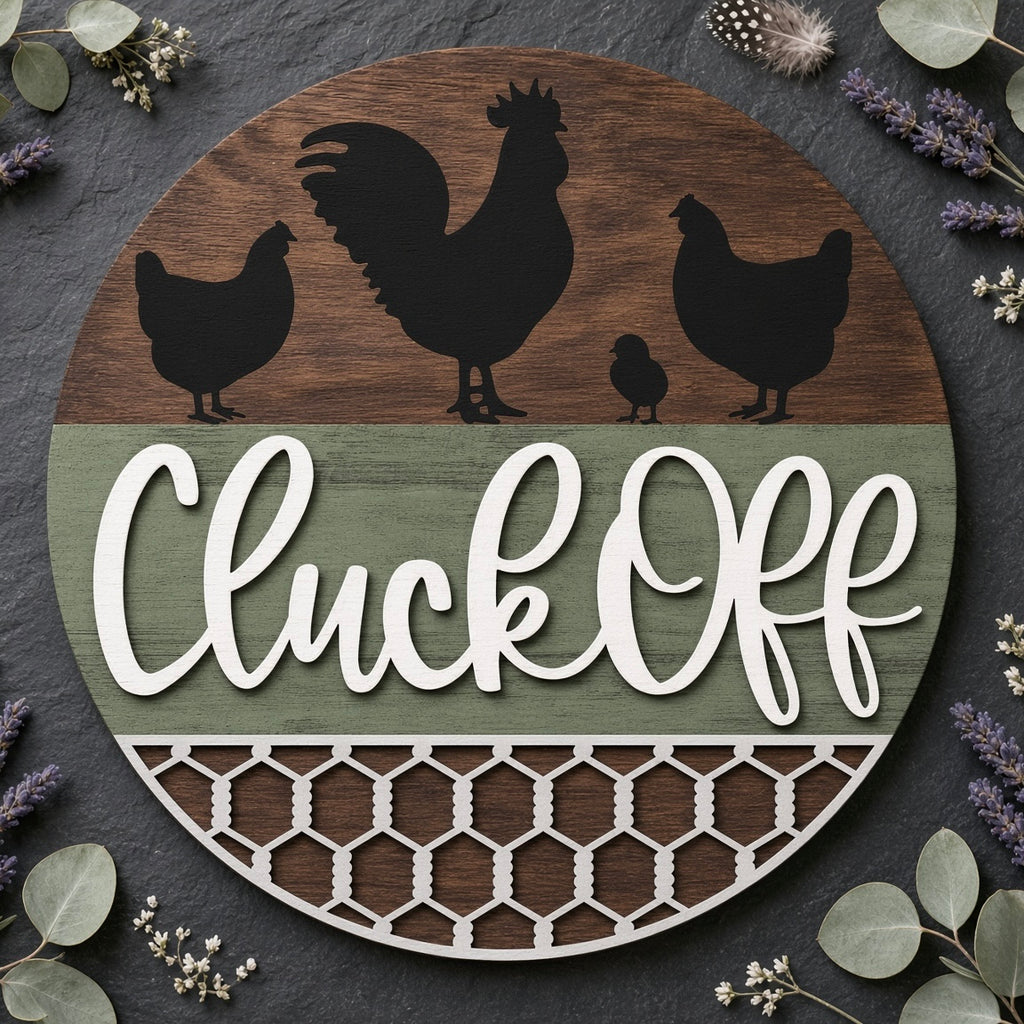 Unfinished Cheeky Chickens "Cluck Off" DIY Wood Project Hanger