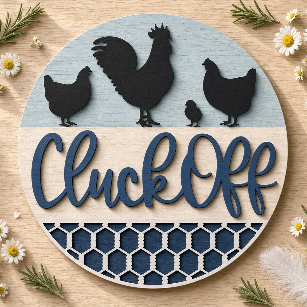 Unfinished Cheeky Chickens "Cluck Off" DIY Wood Project Hanger