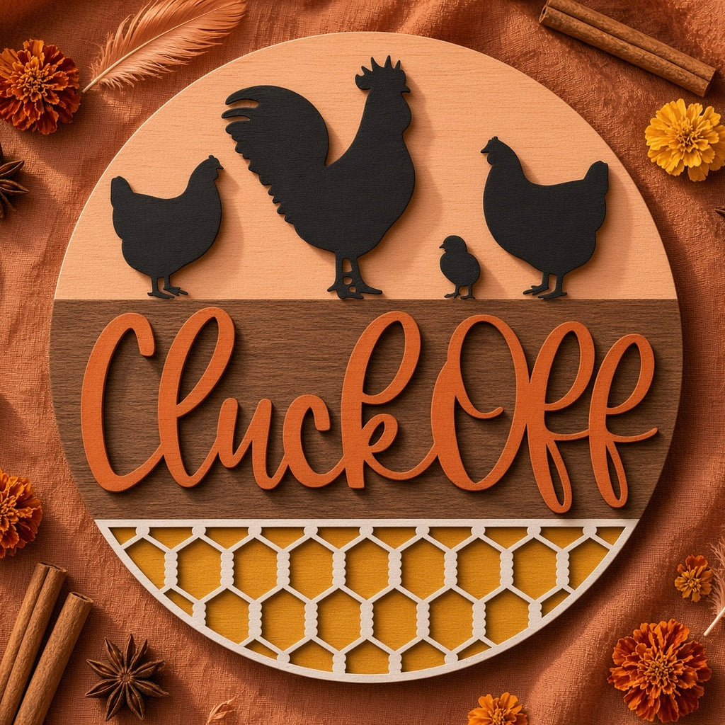 Unfinished Cheeky Chickens "Cluck Off" DIY Wood Project Hanger