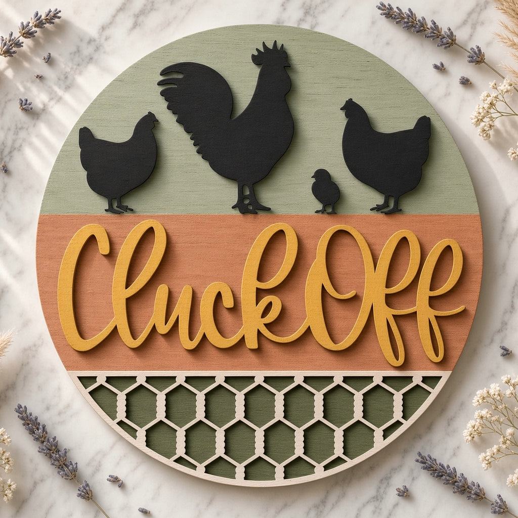 Unfinished Cheeky Chickens "Cluck Off" DIY Wood Project Hanger