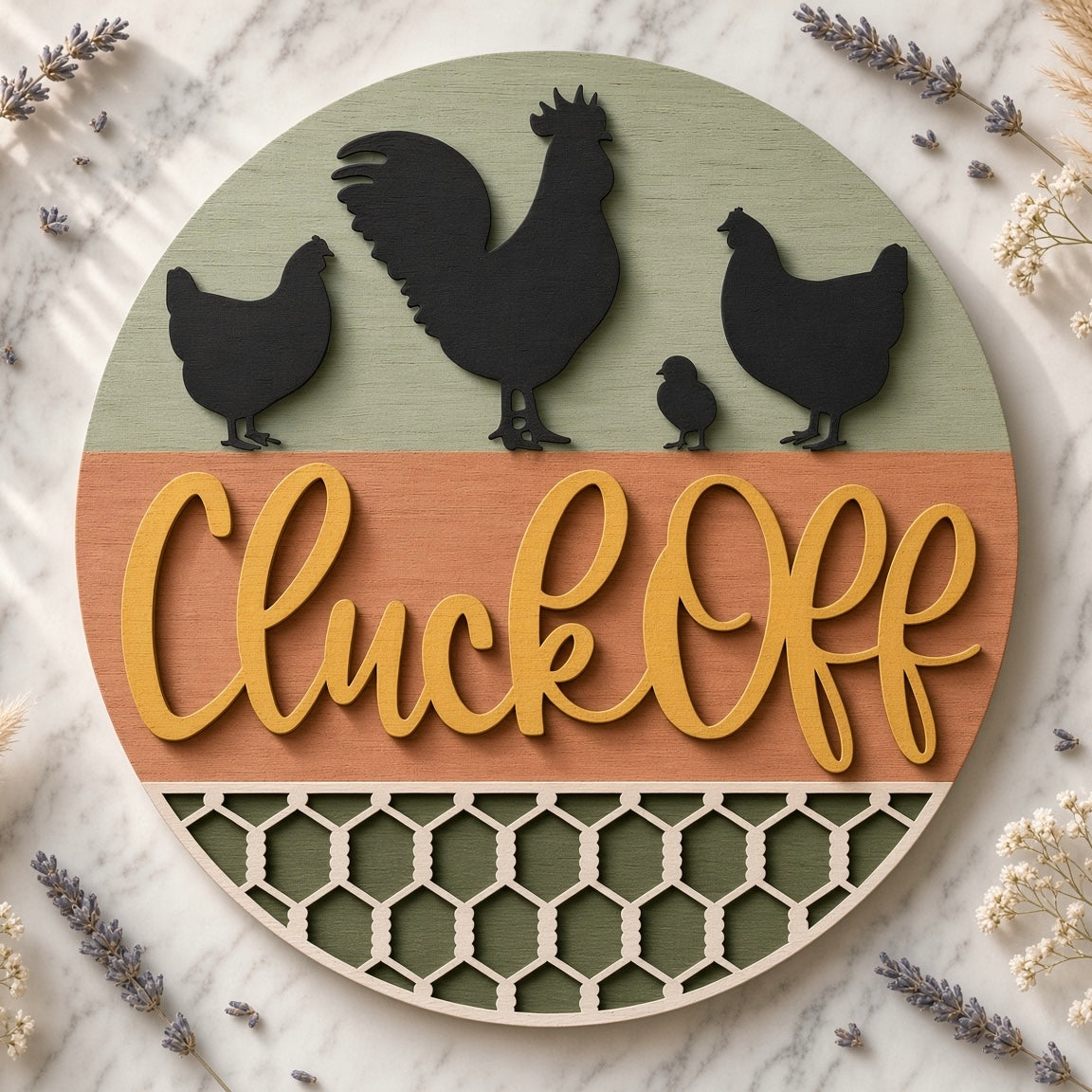 Unfinished Cheeky Chickens "Cluck Off" DIY Wood Project Hanger
