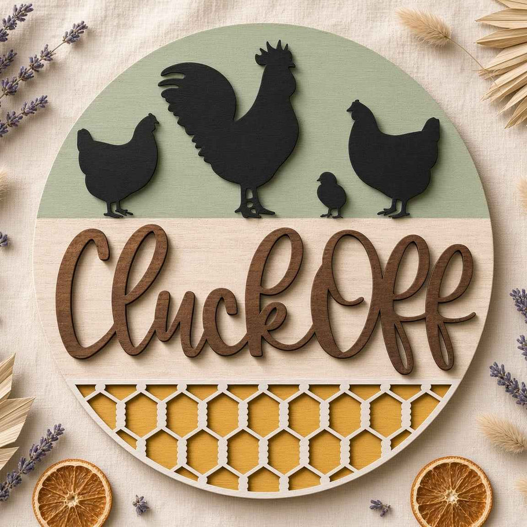 Unfinished Cheeky Chickens "Cluck Off" DIY Wood Project Hanger