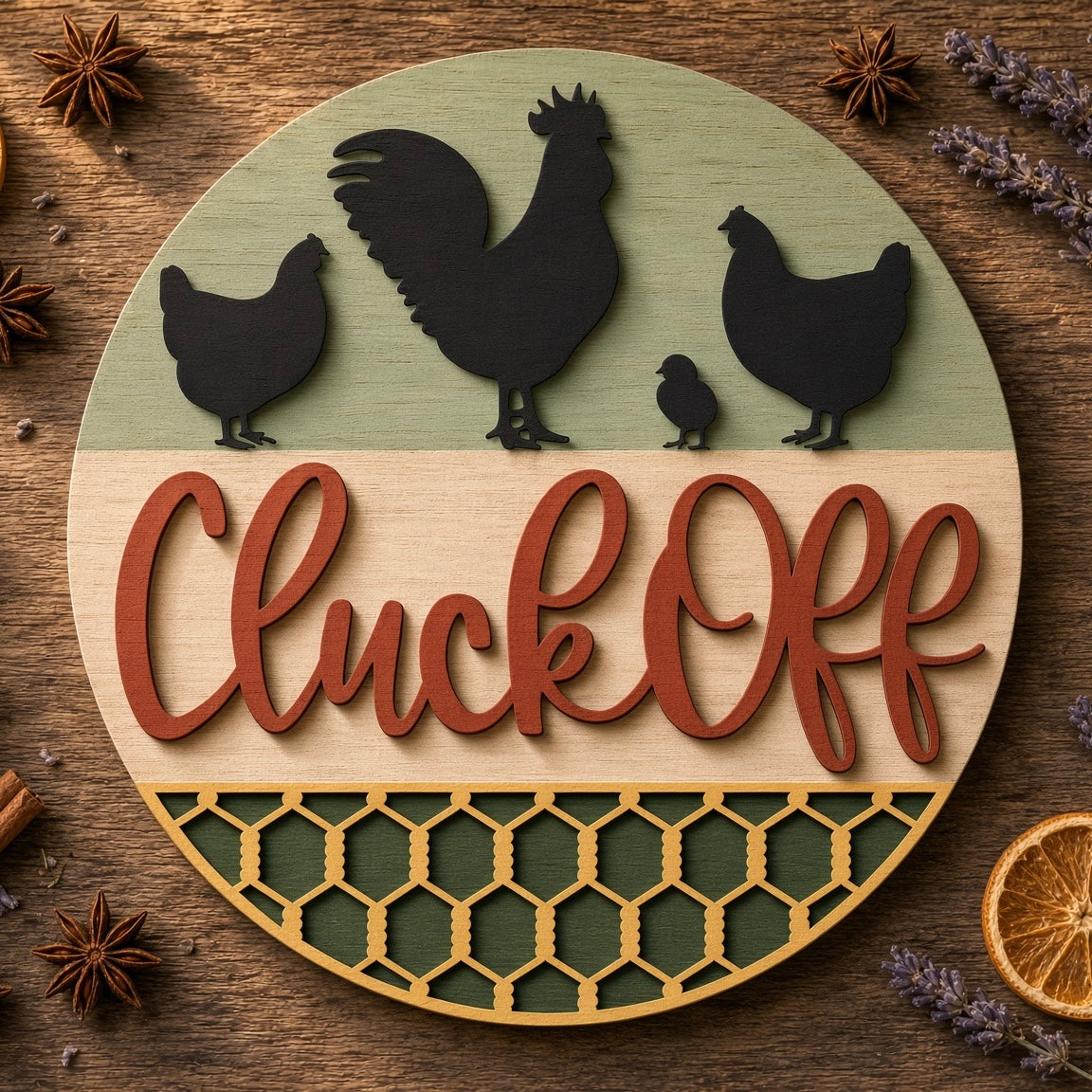 Unfinished Cheeky Chickens "Cluck Off" DIY Wood Project Hanger