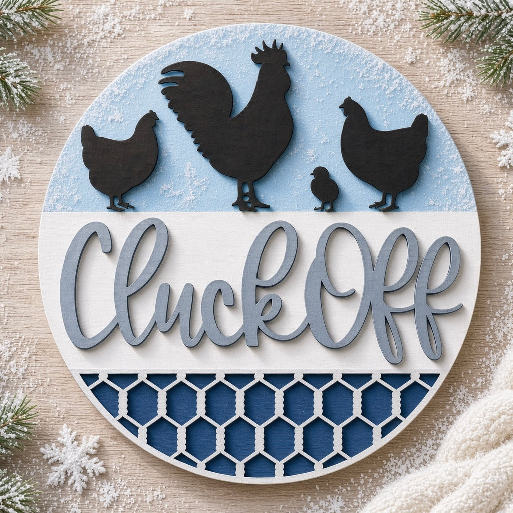 Unfinished Cheeky Chickens "Cluck Off" DIY Wood Project Hanger