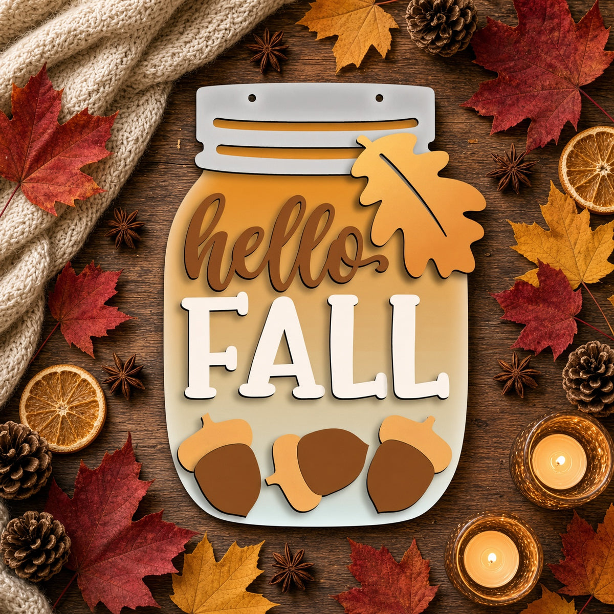 Unfinished DIY Fall Mason Jar Craft Project