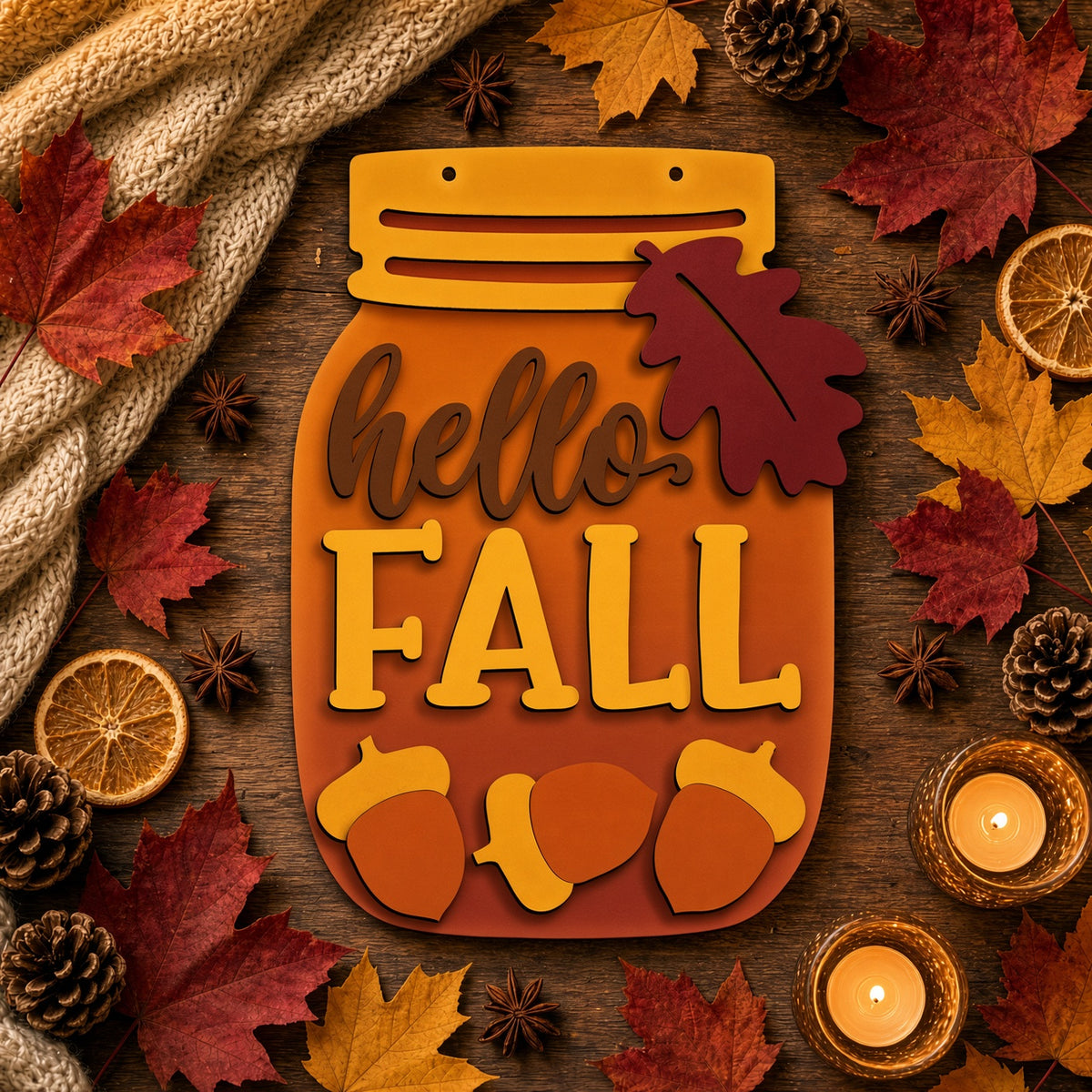 Unfinished DIY Fall Mason Jar Craft Project