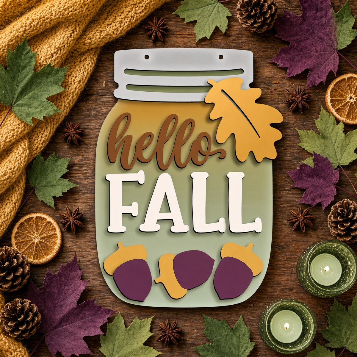 Unfinished DIY Fall Mason Jar Craft Project