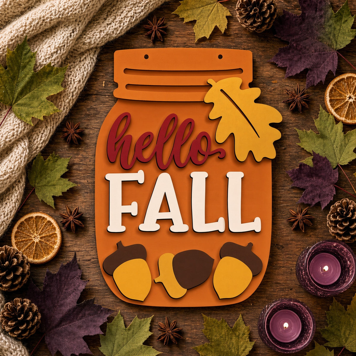 Unfinished DIY Fall Mason Jar Craft Project